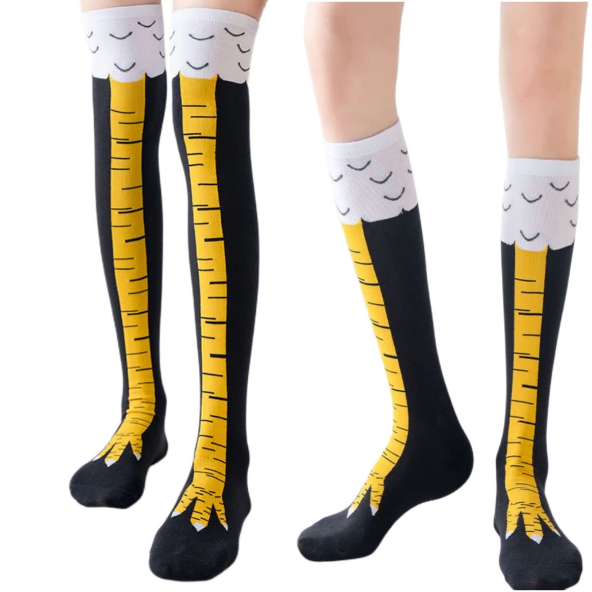 Funny Chicken Leg Socks - 1/2 Paar Damen Kniestrümpfe, trendige Cartoon-lustige